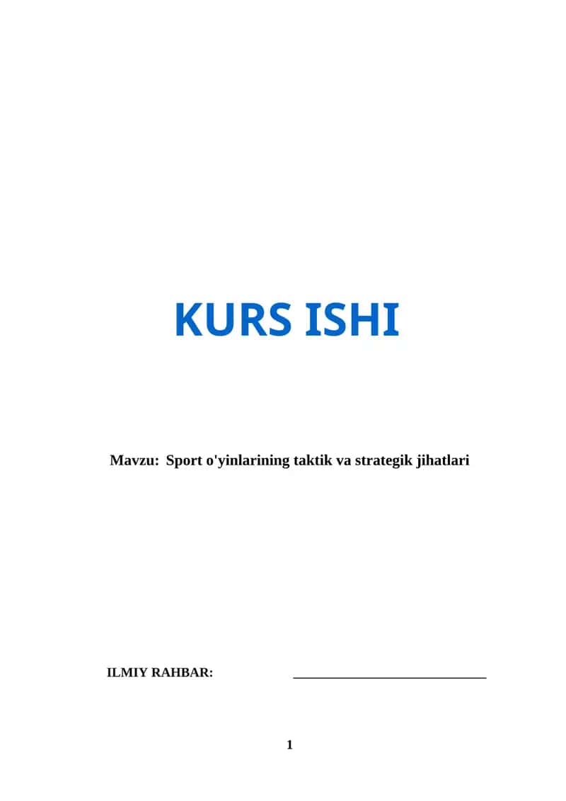 Sport o'yinlarining taktik va strategik jihatlari