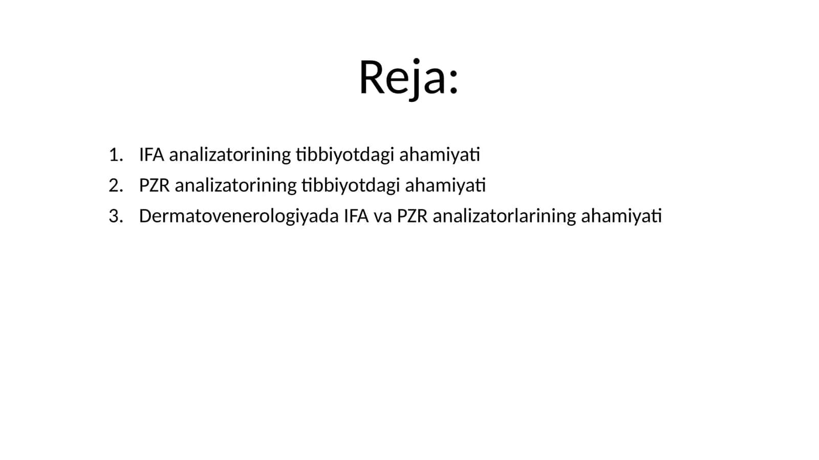 IFA analizatorining tibbiyotdagi ahamiyati