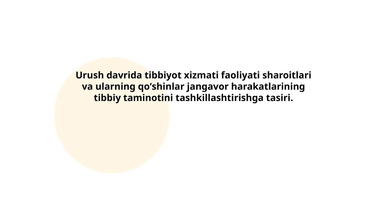 Urush Davrida Tibbiyot Xizmati Faoliyati