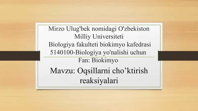 Oqsillarni cho’ktirish reaksiyalari