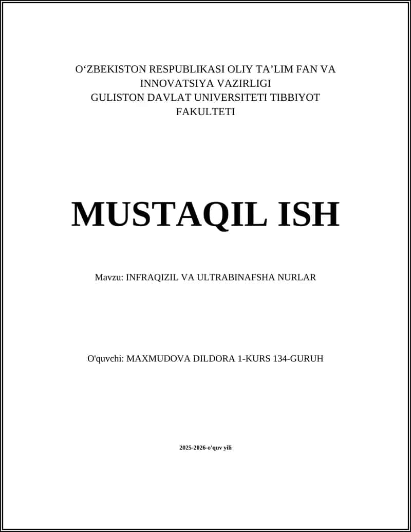 INFRAQIZIL VA ULTRABINAFSHA NURLAR
