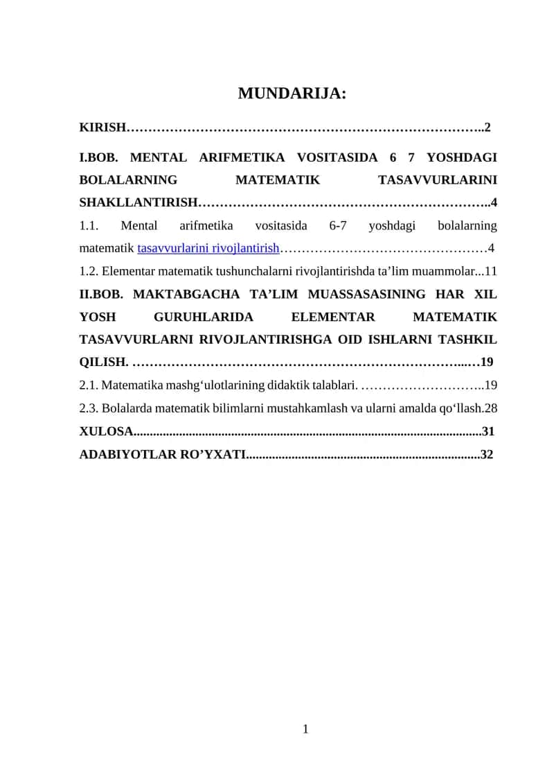 Elementar matematik tushunchalar