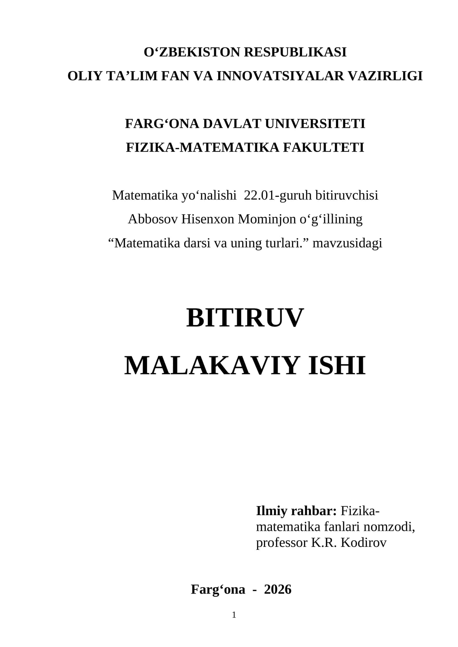 Matematika darsi va uning turlari