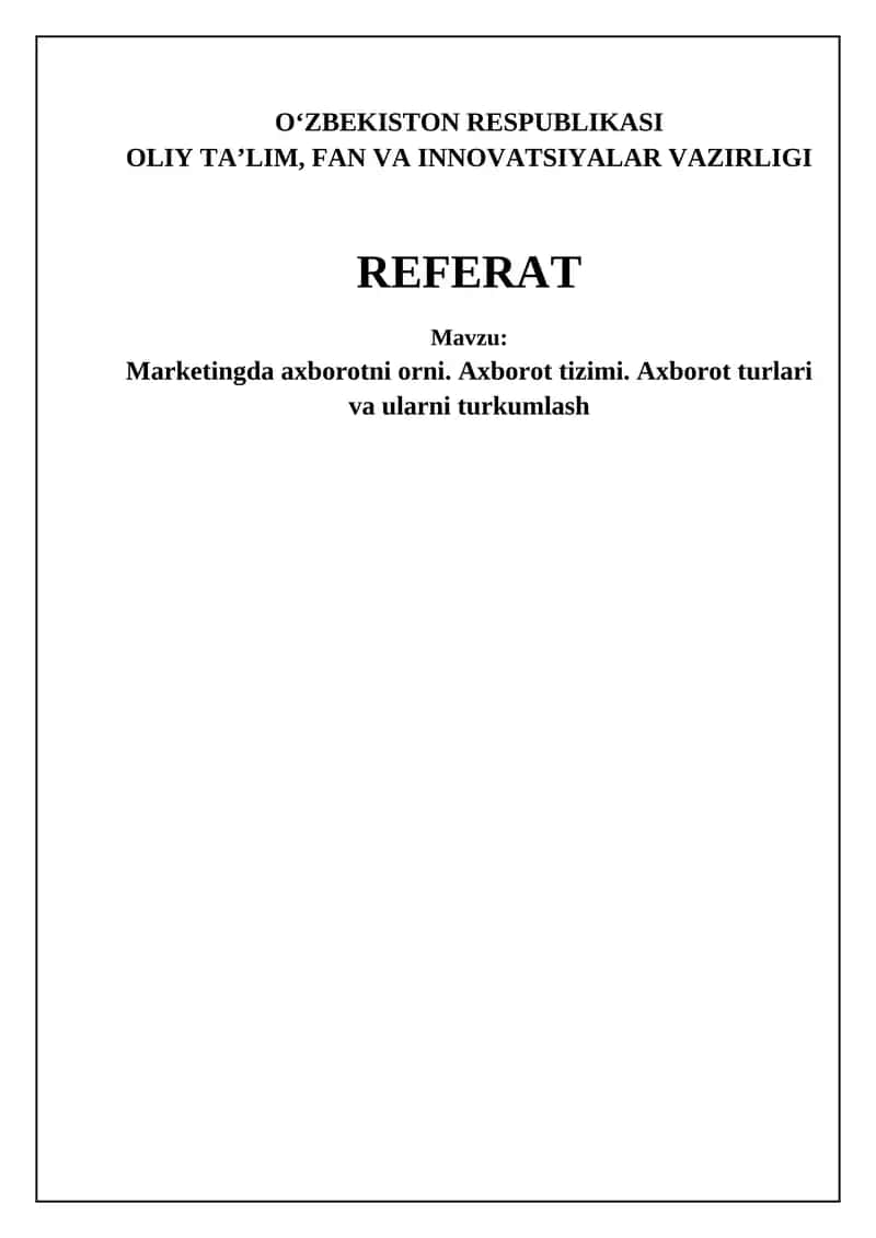 Marketingda axborot tizimlari
