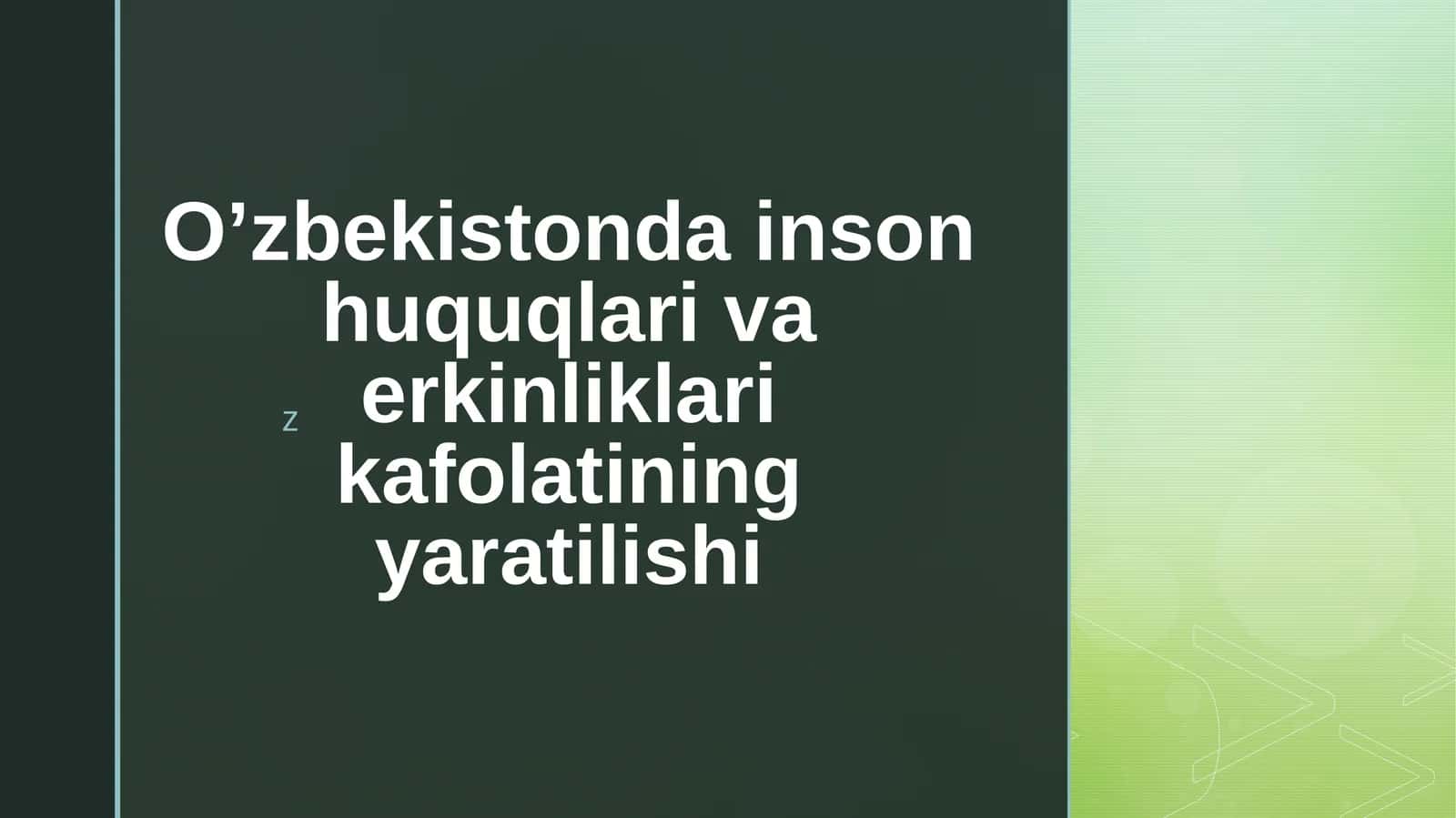O’zbekistondai nson huquqlari va erkinliklari kafolatining yaratilishi
