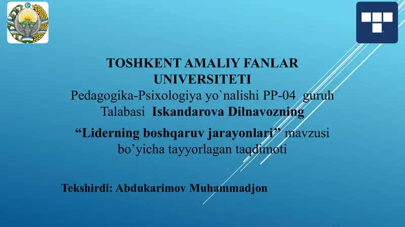 Liderning boshqaruv jarayonlari