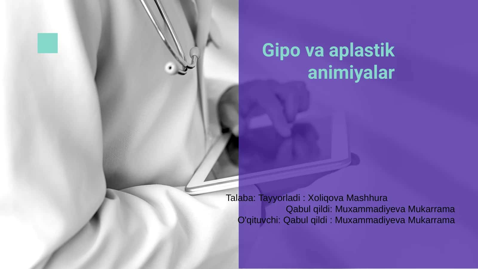 Gipo va aplastik animiyalar