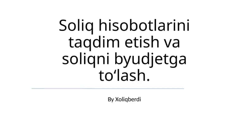 Soliq to'lovlarini nazorat qilish