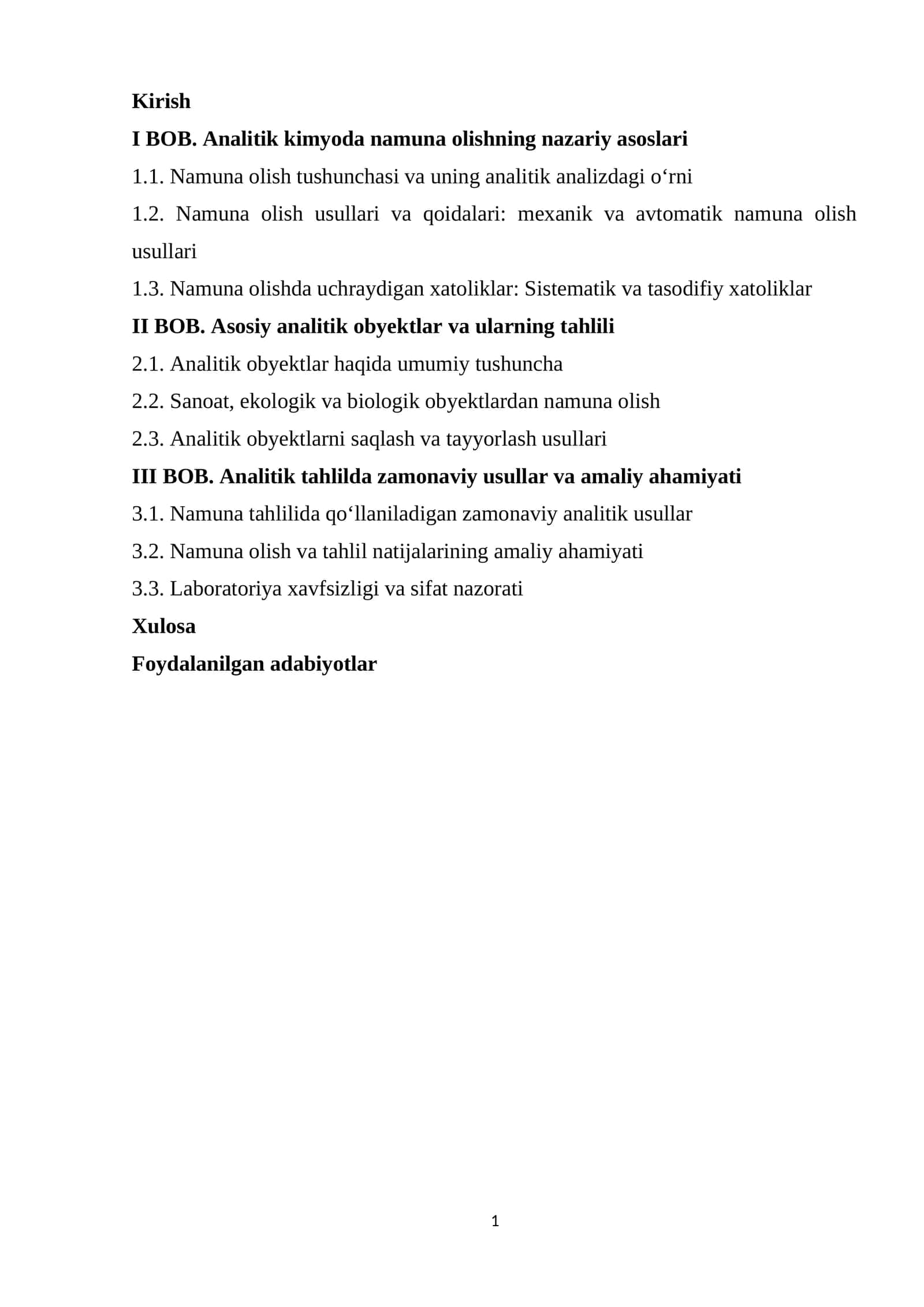 Analitik kimyoda namuna olishning nazariy asoslari