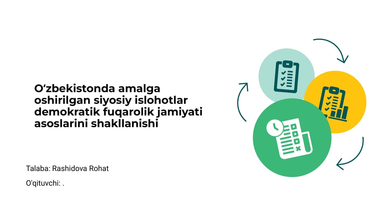 Oʻzbekistonda amalga oshirilgan siyosiy islohotlar demokratik fuqarolik jamiyati asoslarini shakllanishi