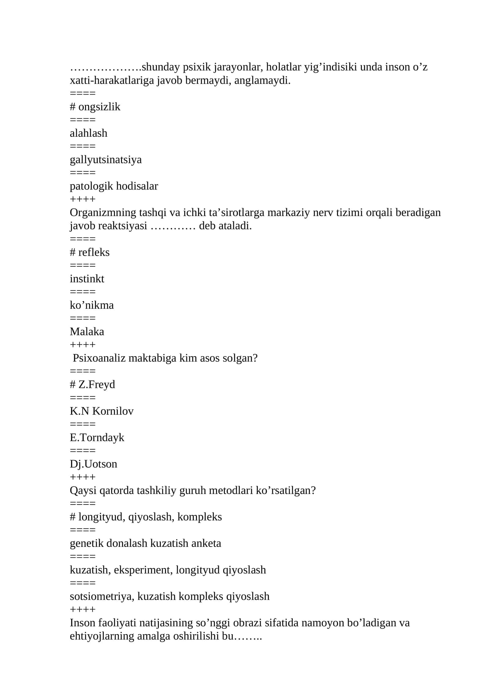Psixologiyada reflekslar