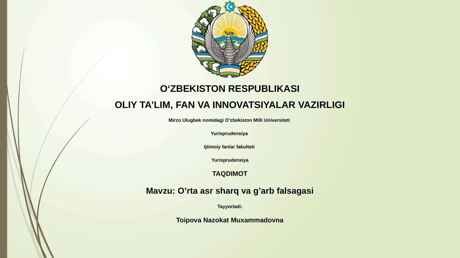 O'rta asr sharq va g’arb falsagasi