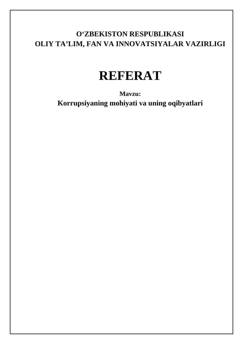 Korrupsiyaning Mohiyati va Shakllari