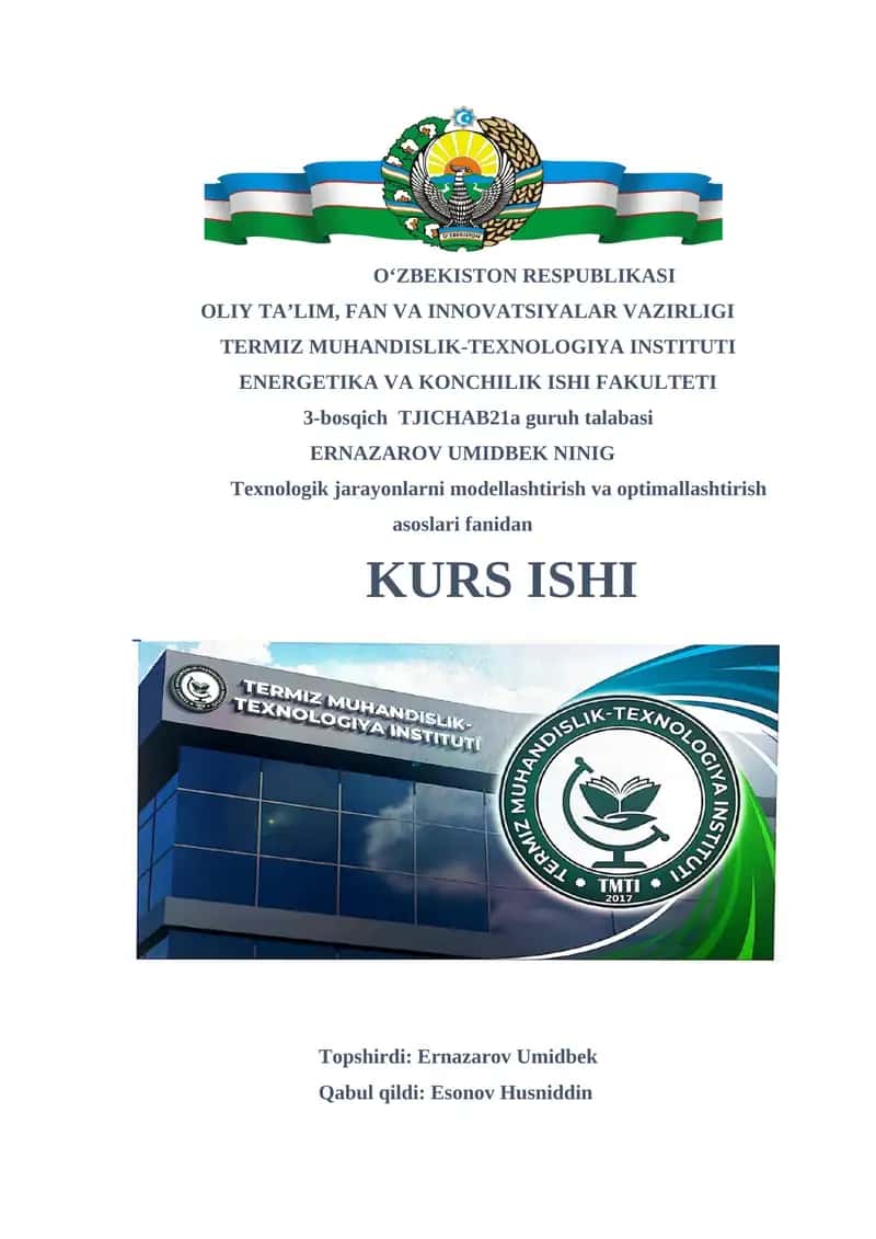 Issiqlik almashinish jarayonlarini boshqarish tizimlarini modellashtirish