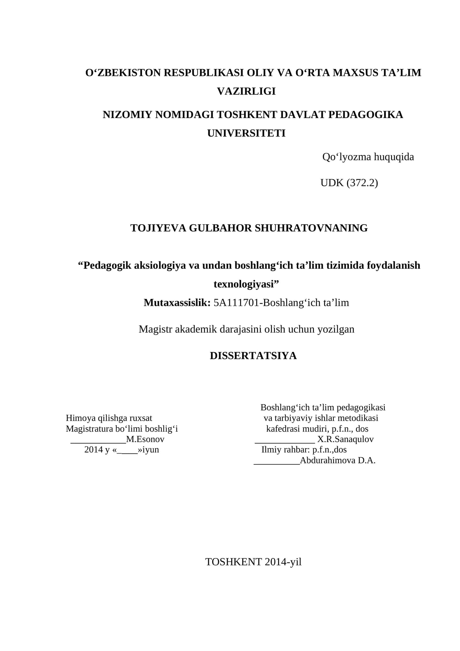 Pedagogik aksiologiya va undan boshlang‘ich ta’lim tizimida foydalanish texnologiyasi