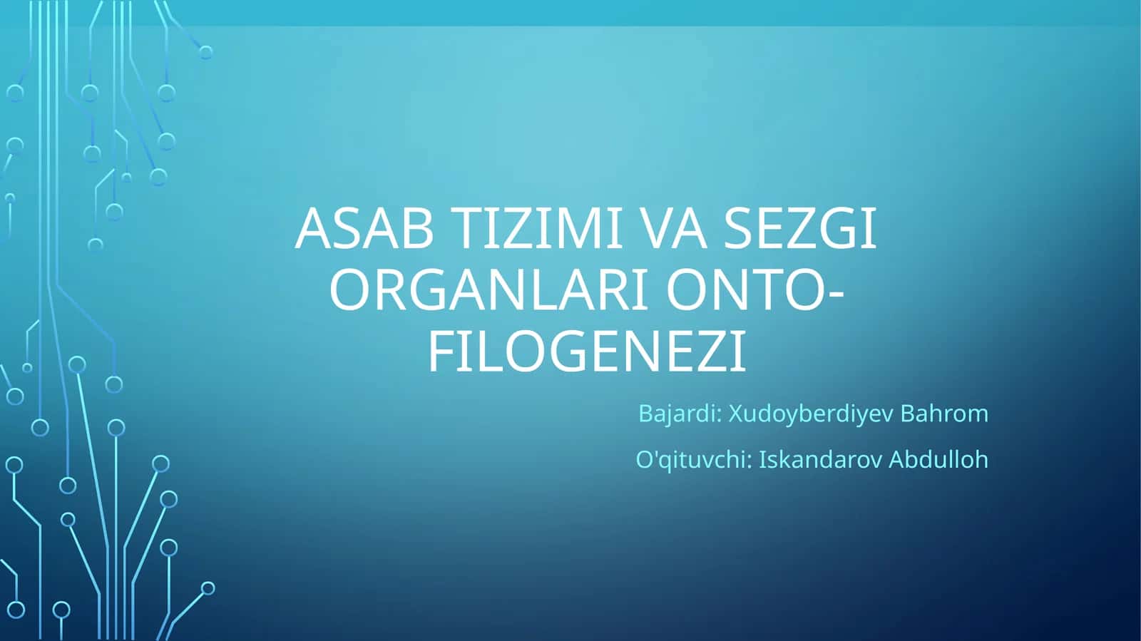 Asab tizimi va sezgi organlari onto-filogenezi