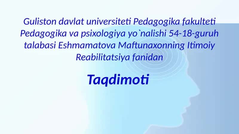 YO’QOTISH SINDROMINIBOShIDANKECHIRGAN BOLALAR BILAN IJTIMOIY PSIXOLOGIK ISHLASH