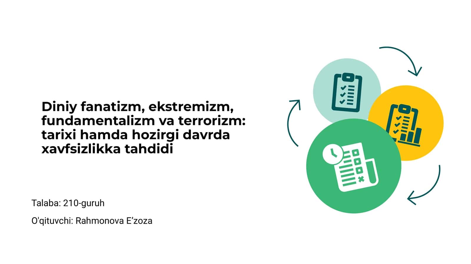 Diniy fanatizm, ekstremizm, fundamentalizm va terrorizm: tarixi hamda hozirgi davrda xavfsizlikka tahdidi