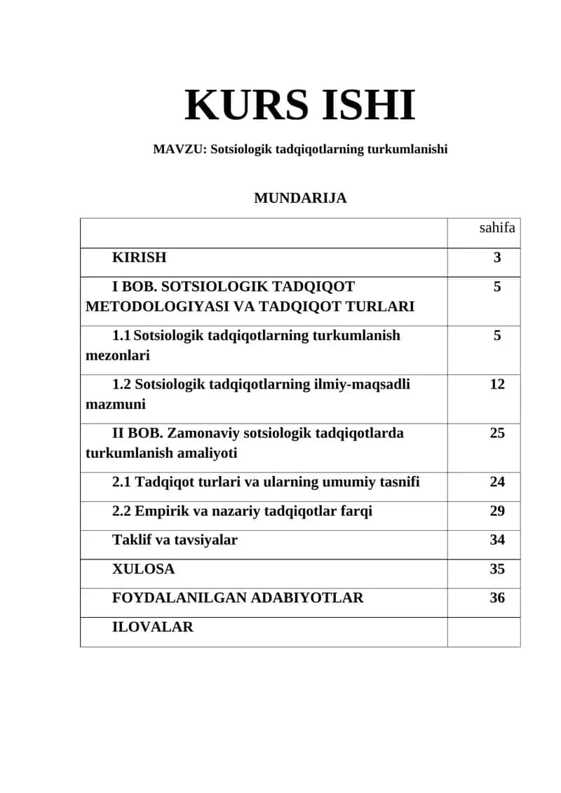Sotsiologik tadqiqotlarning turkumlanishi