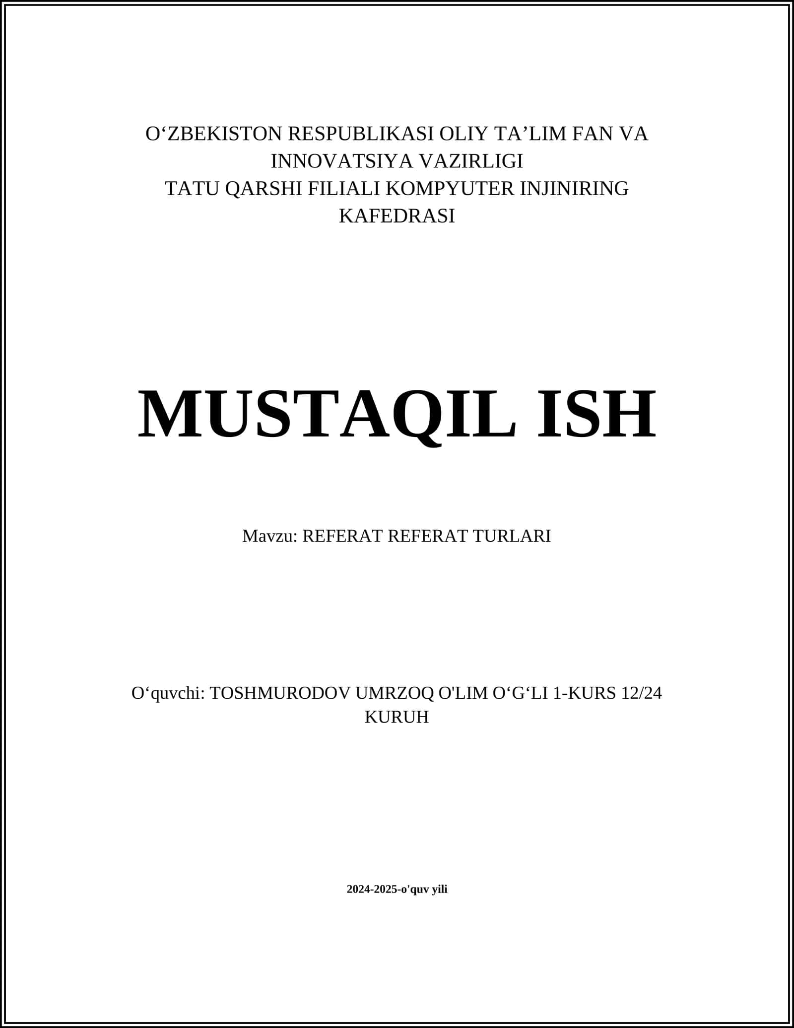 REFERAT REFERAT TURLARI