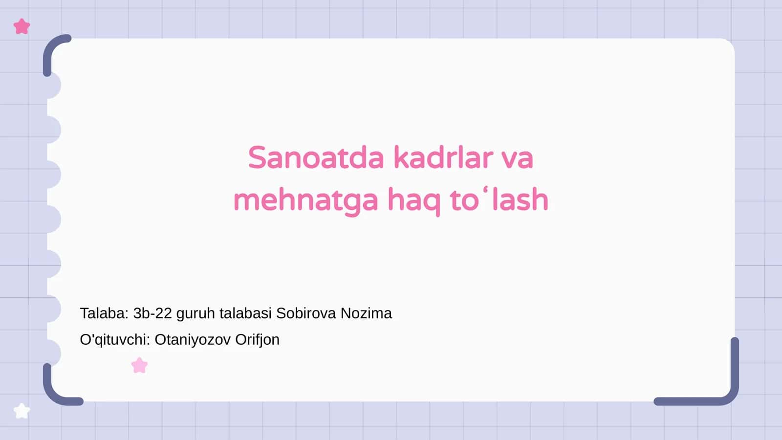 Sanoatda kadrlar va mehnatga haq toʻlash