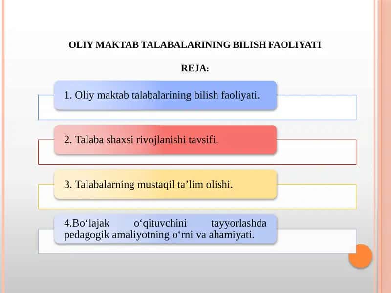 OLIY MAKTAB TALABALARINING BILISH FAOLIYATI