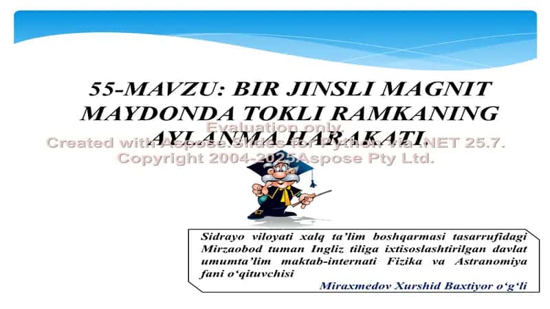 BIR JINSLI MAGNIT MAYDONDA TOKLI RAMKANING AYLANMA HARAKATI
