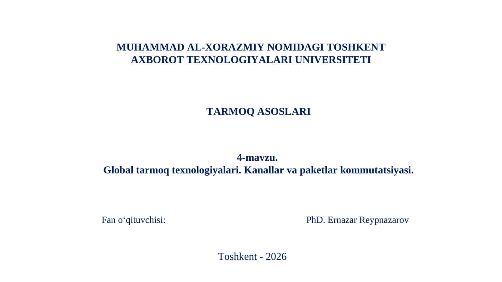 Global tarmoq texnologiyalari