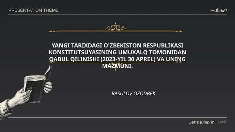YANGI TARIXDAGI O'ZBEKISTON RESPUBLIKASI KONSTITUTSUYASINING UMUXALQ TOMONIDAN QABUL QILINISHI (2023-YIL 30 APREL) VA UNING MAZMUNI