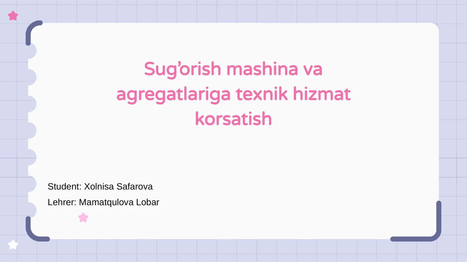 Sug’orish mashina va agregatlariga texnik hizmat korsatish