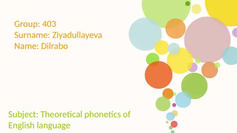 Theoretical Phonetics of English language