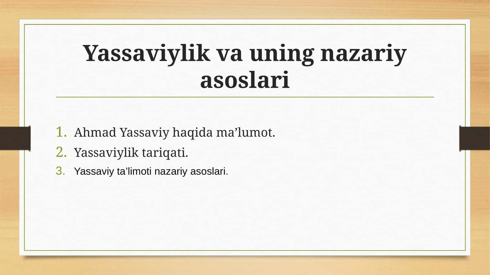 Yassaviylik va uning nazariy asoslari
