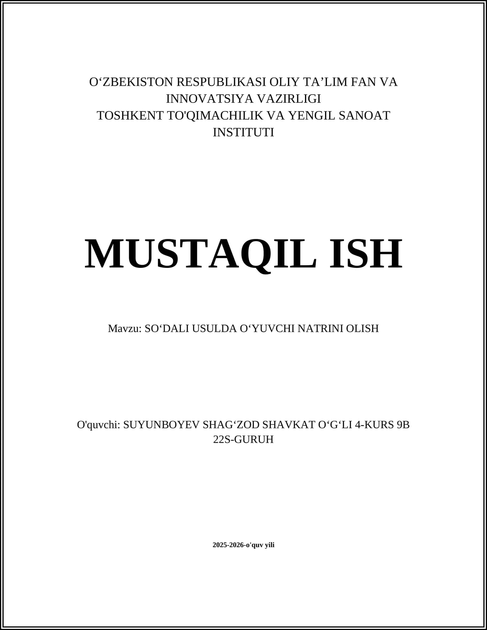 SO‘DALI USULDA O‘YUVCHI NATRINI OLISH