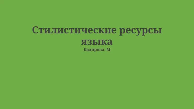 Стилистические ресурсы языка