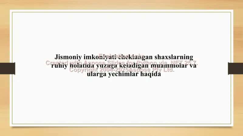Jismoniy imkoniyati cheklangan shaxslarning ruhiy holatida yuzaga keladigan muammolar va ularga yechimlar