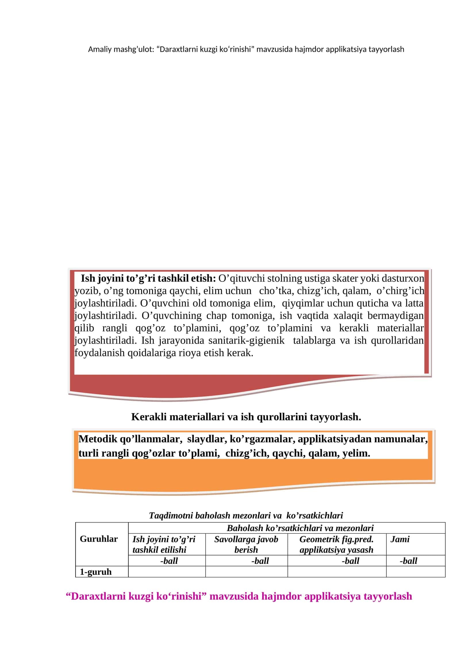 Daraxtlarni kuzgi ko‘rinishi