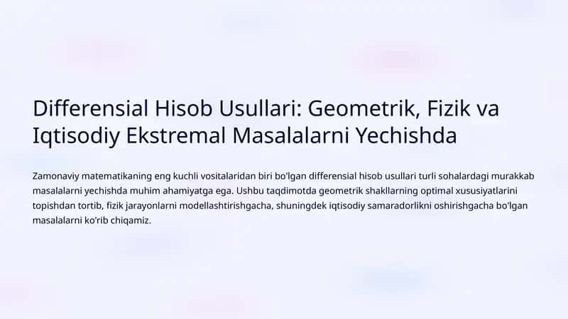 Differensial Hisob Usullari