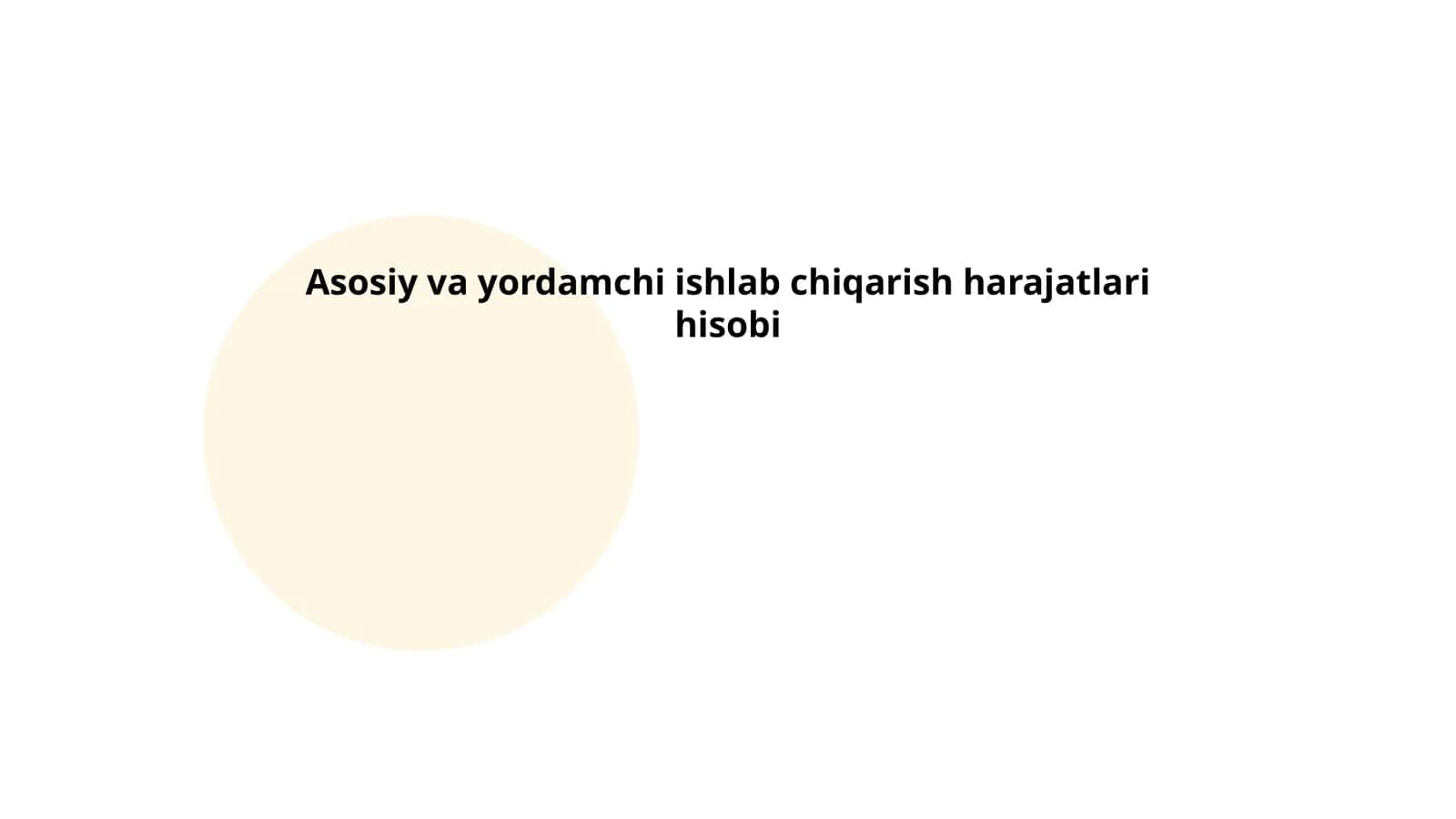 Asosiy va yordamchi ishlab chiqarish harajatlari hisobi