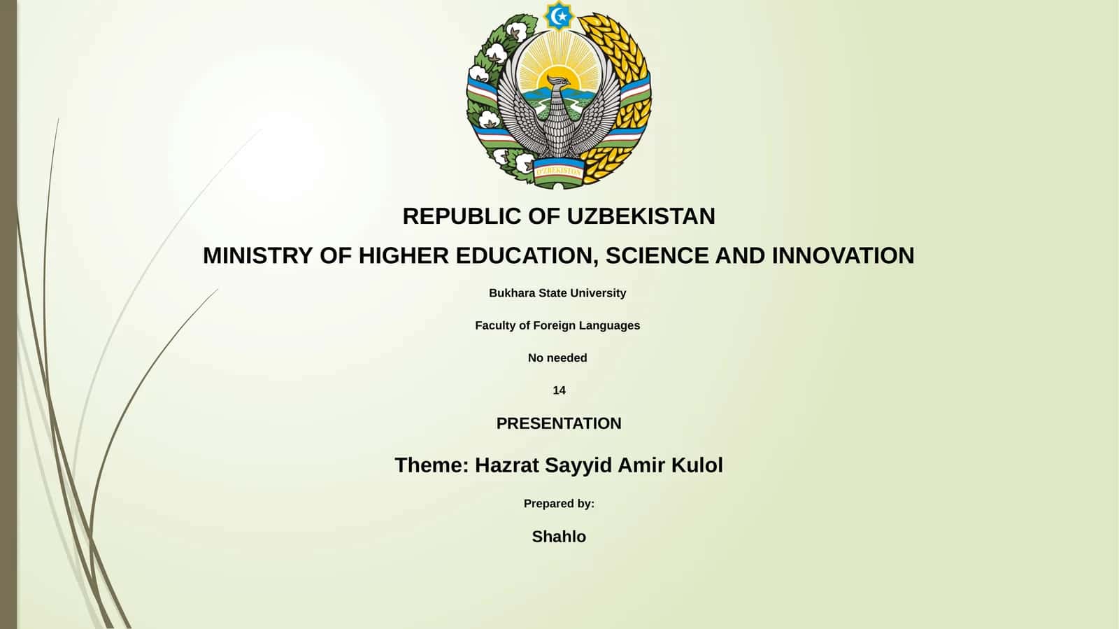 Hazrat Sayyid Amir Kulol Presentation