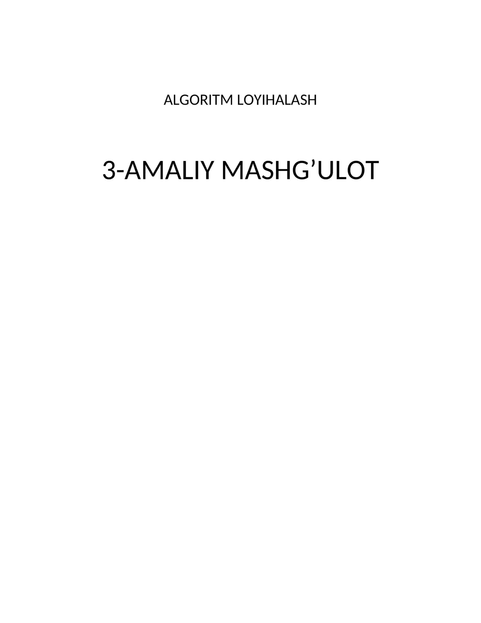 ALGORITM LOYIHALASH