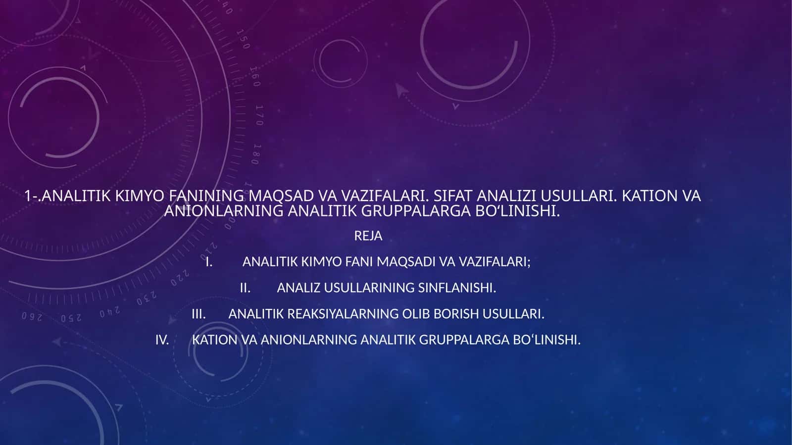 Analitik kimyo fani maqsadi va vazifalari