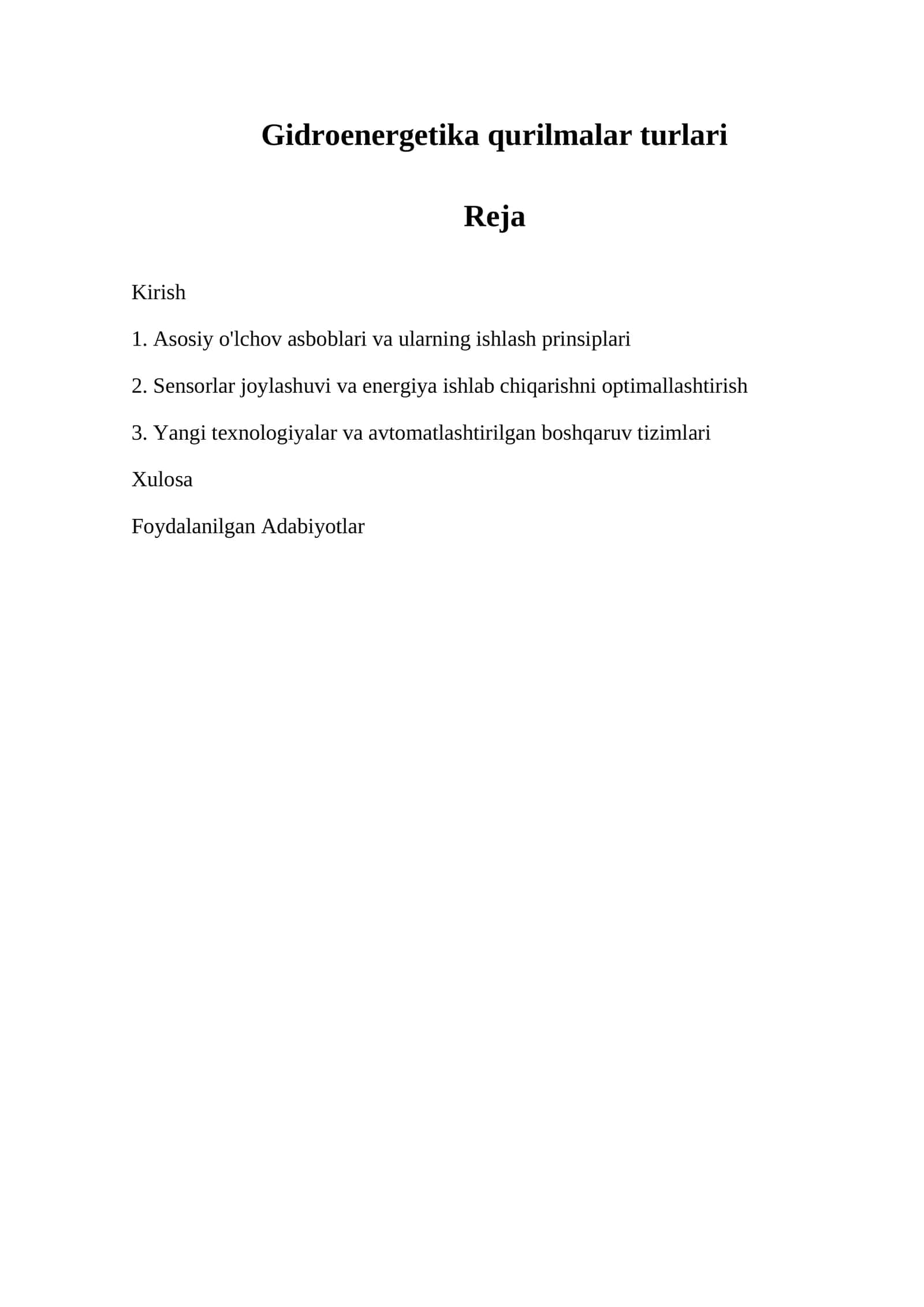 Gidroenergetika qurilmalar turlari