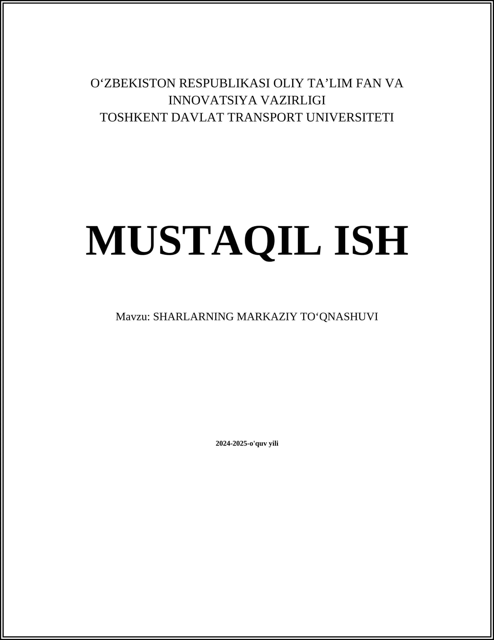 SHARLARNING MARKAZIY TOβQNASHUVI