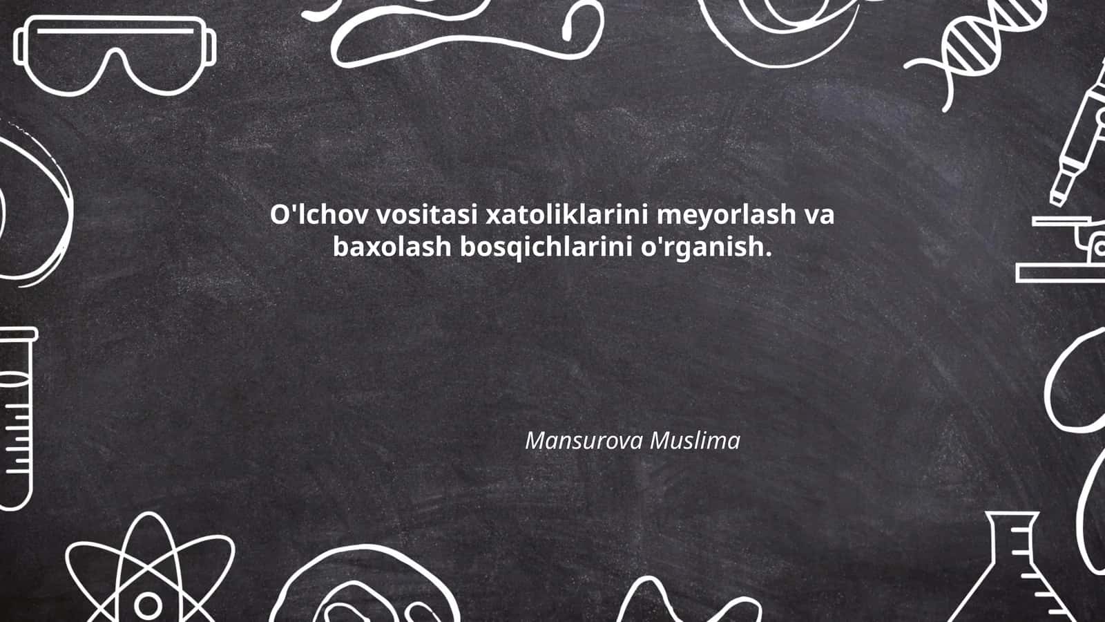 O'lchov vositasi xatoliklarini meyorlash va baxolash bosqichlarini o'rganish