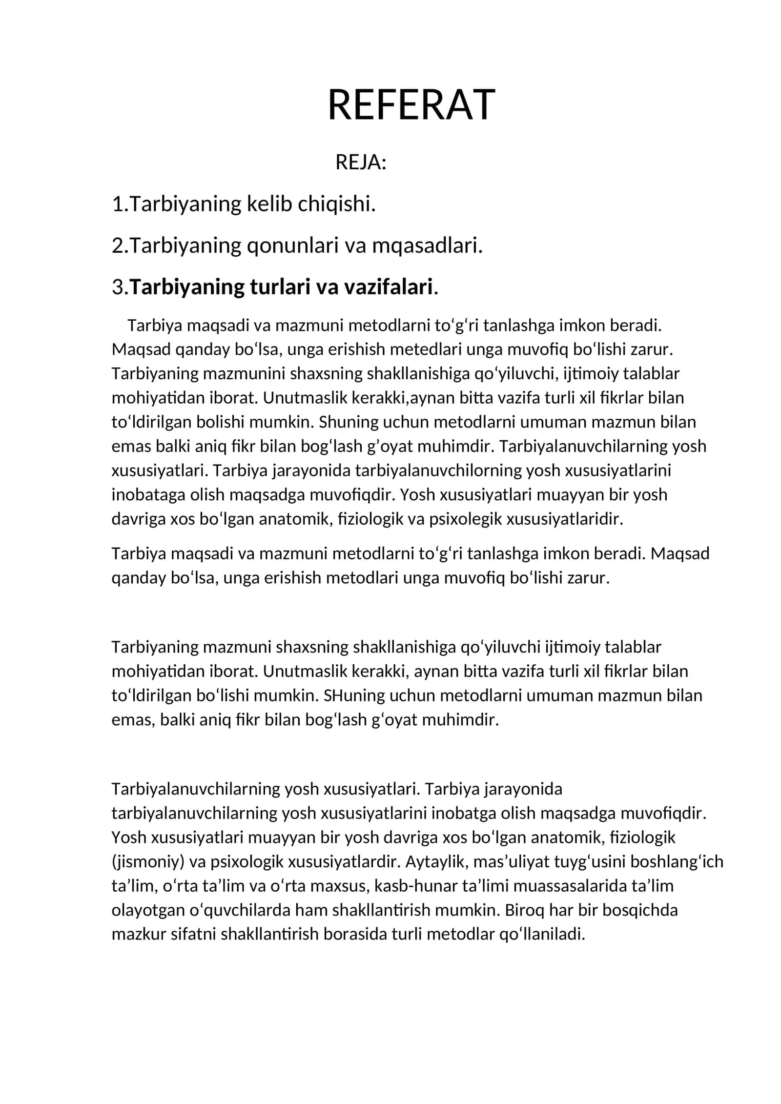 Tarbiya qonunlari va metodlari