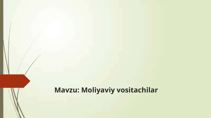 Moliyaviy vositachilar mavzusida taqdimot