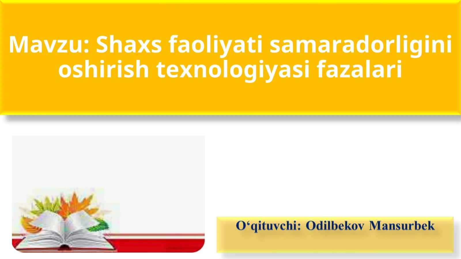 Shaxs faoliyati samaradorligini oshirish texnologiyasi fazalari
