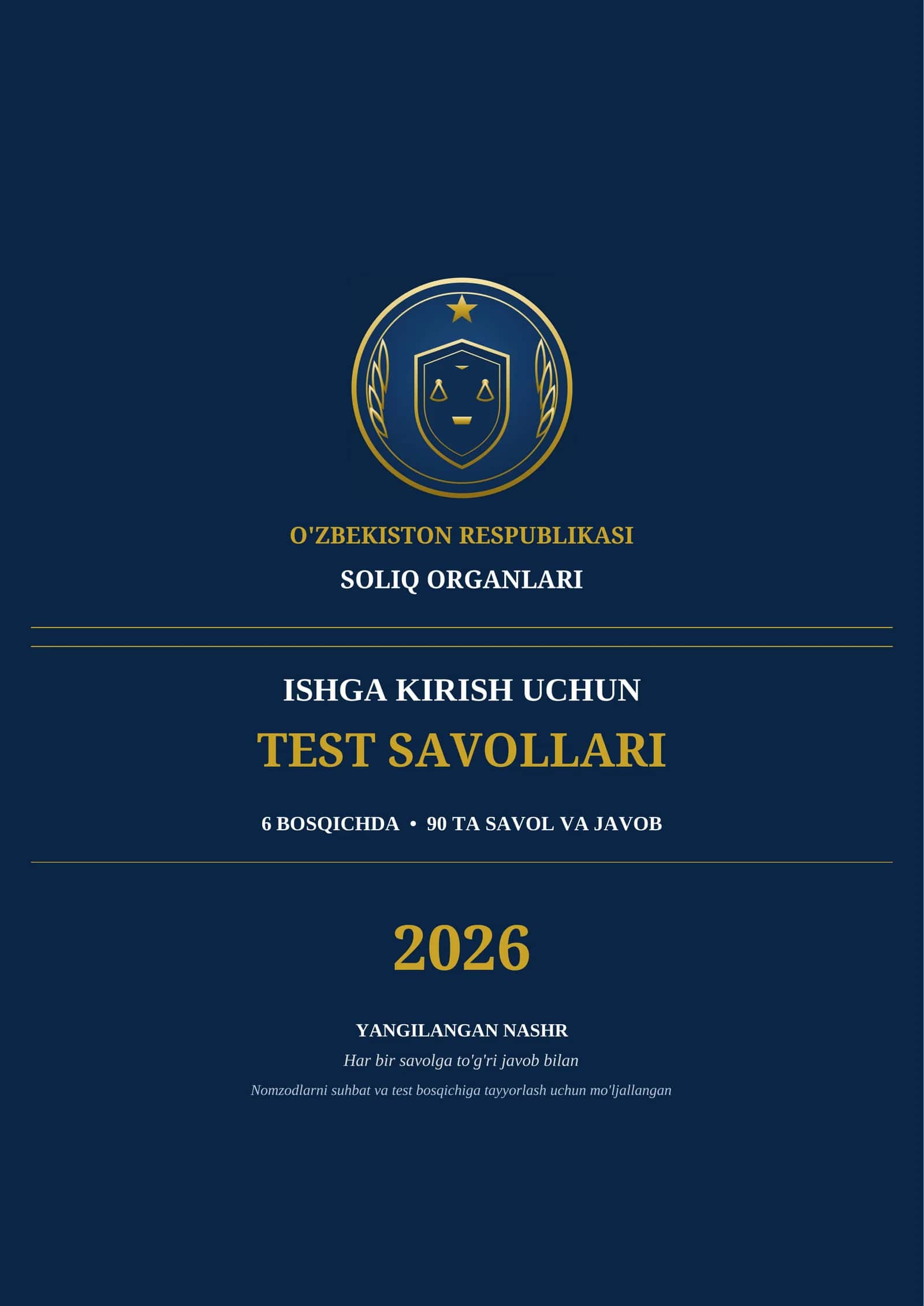 Soliq inspeksiyasi test savollari 2026