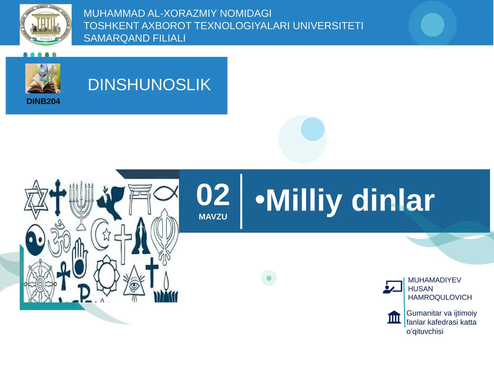 2-mavzu. Milliy dinlar