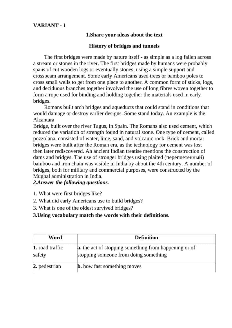 History of bridges and tunnels